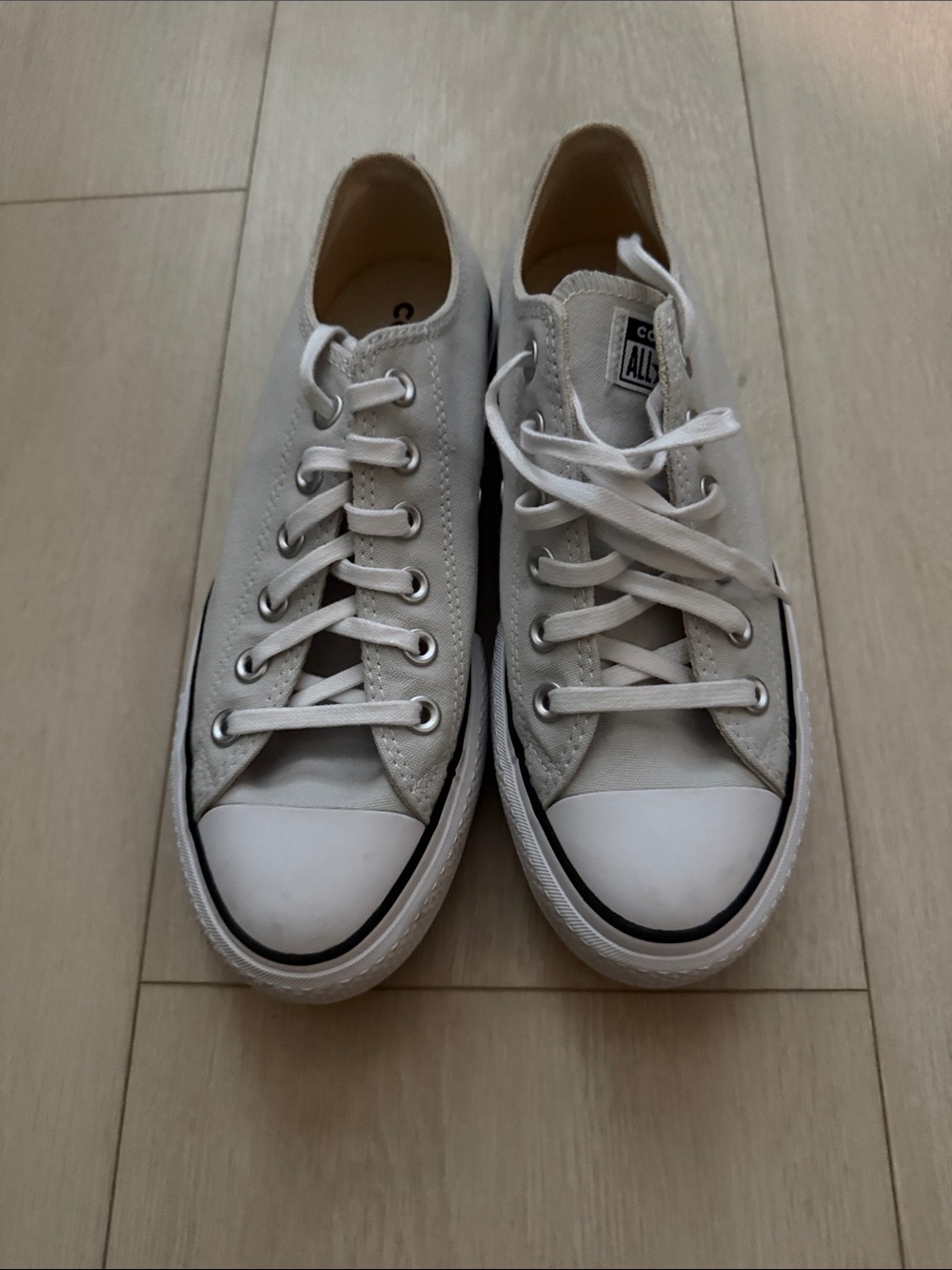 Converse Light Gray Low Top Platform Canvas Sneakers - Picture 3 of 12